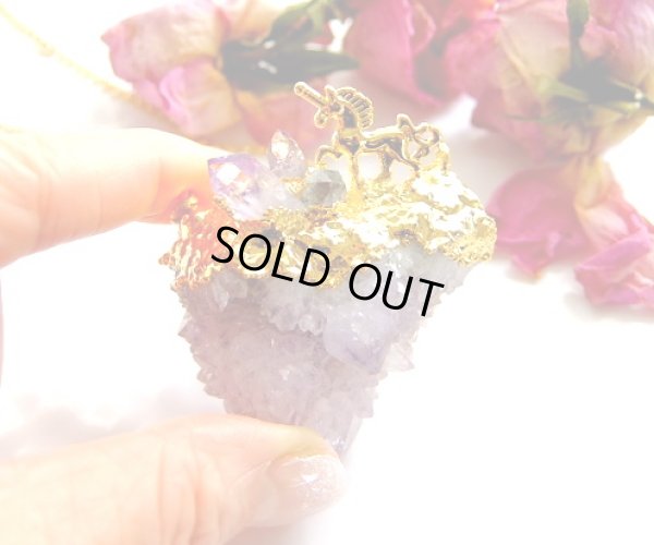 画像3: スピリットクォーツ（カクタスクォーツ）ユニコーンとベラクルスアメジスト原石のネックレス