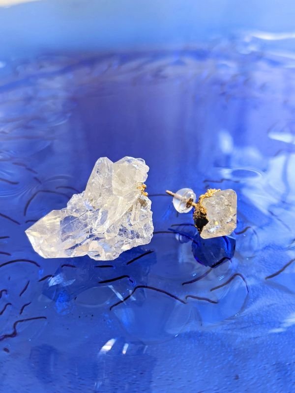 画像1: 原石ピアス　 水晶クラスター トマスゴンサガ産　