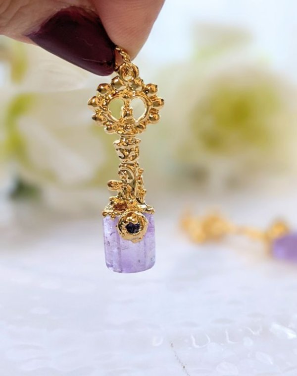 画像5: ラベンダーアメジスト　キーペンダント　エレクトロフォーミング