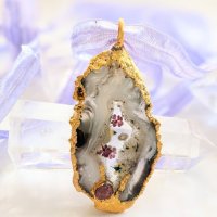 スライスアゲート ジオード ペンダント　　Fleur de Rocaille  　石の花