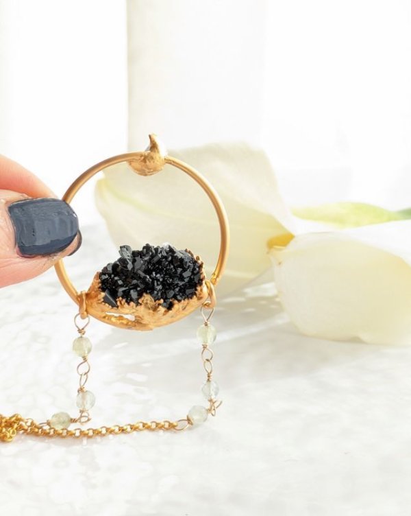 画像5: ブラックトルマリン原石とムーンストーンのネックレス