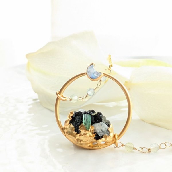 画像3: ブラックトルマリン原石とムーンストーンのネックレス