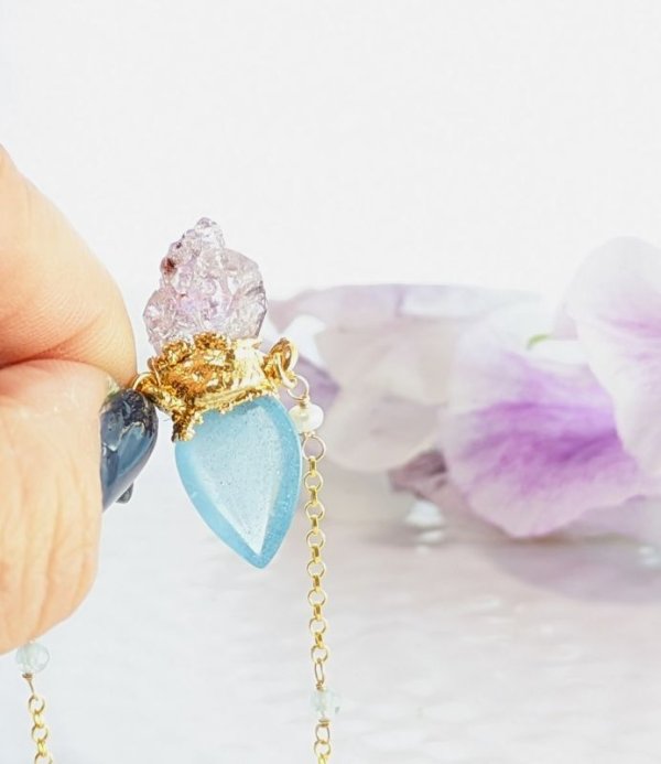 画像4: アクアマリンとエッジドアメジストのネックレス