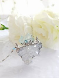 水晶クラスター とアクアマリンのネックレス　トマスゴンサガ産