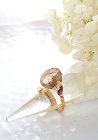 ハリ水晶（ルチルクォーツ）　マロンカットリング