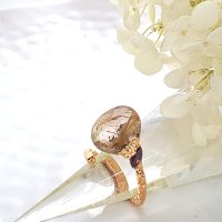ハリ水晶（ルチルクォーツ）　マロンカットリング