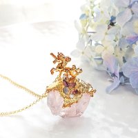 ローズクォーツ原石　ユニコーンネックレス