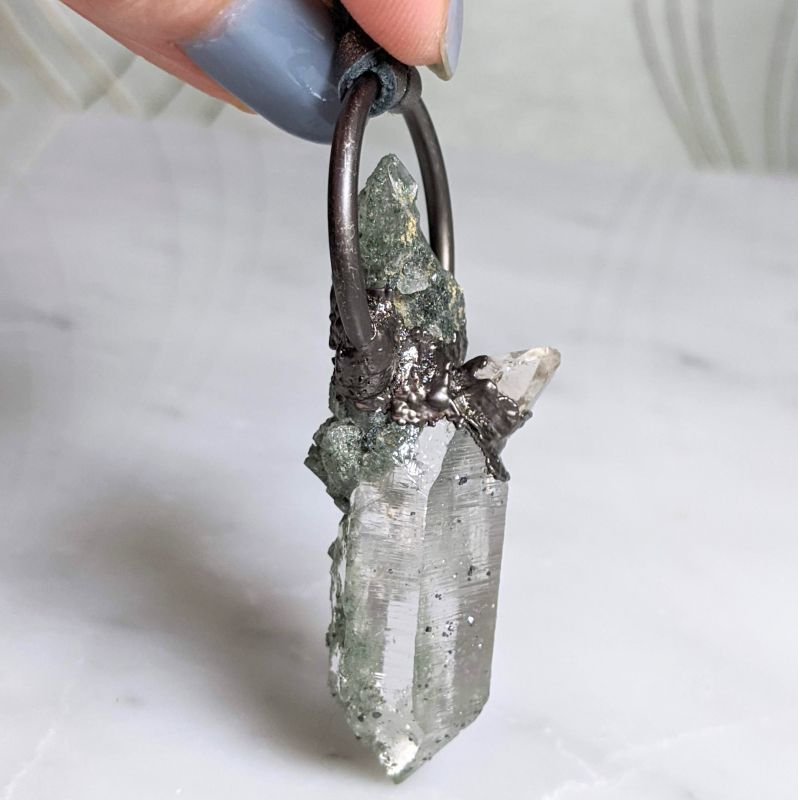 画像: ガネーシュヒマール産クローライト ヒマラヤ水晶 ネックレス