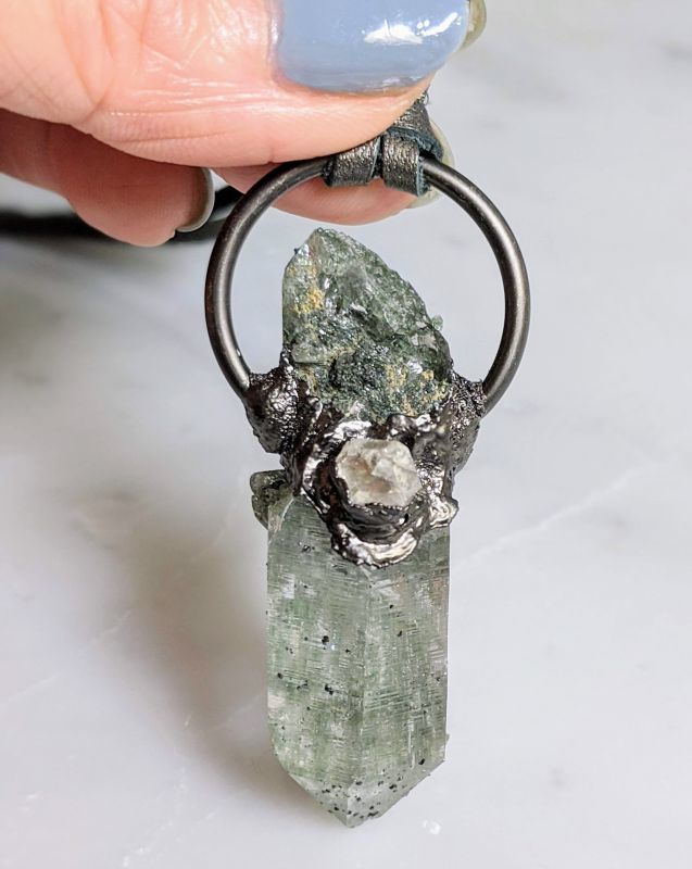 画像1: ガネーシュヒマール産クローライト ヒマラヤ水晶 ネックレス